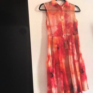 🐣Pretty Calvin Klein Pink Orange Watercolor Dress